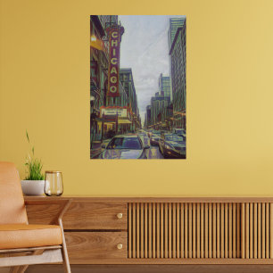 Poster Chicago Streets, The Windy City Retro Art
