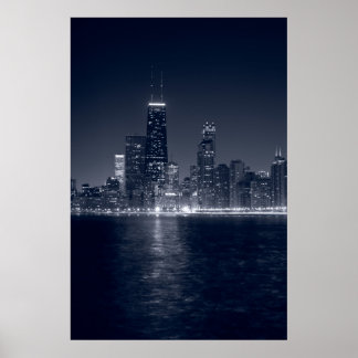 Poster Chicago Sur Le Lac, Noir & Blanc