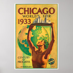 Poster Chicago USA Amérique Foire Mondiale Voyage Vintage