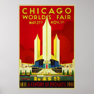 Poster Chicago world's fair a century of progress expo