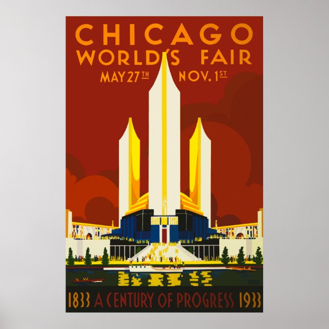 Poster Chicago World's Fair Century of Progress 1933 Post (Devant)