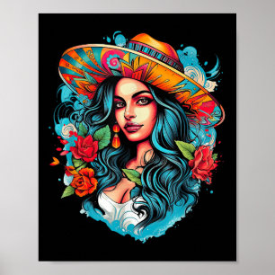Poster Chicano Chicana La Raza Barrio Tatouage Art Décès