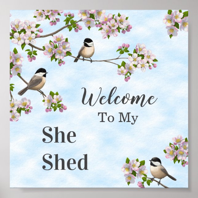 Poster Chickadees & Fleurs de pomme Elle Shop Personnalis (Devant)