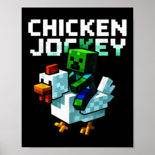 Poster Chicken Drôle Jockey Zombie Pixel Art Gamer Chemis