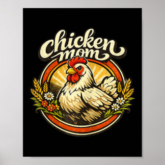 Poster Chicken Mom Vintage Crest Illustration _1 