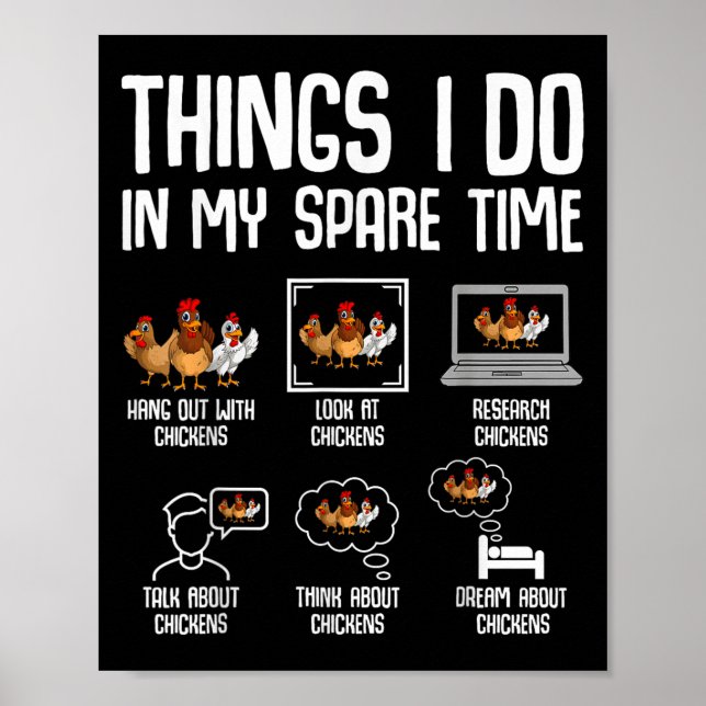 Poster Chicken Things I Do In My Spare Time Women Men Kid (Devant)
