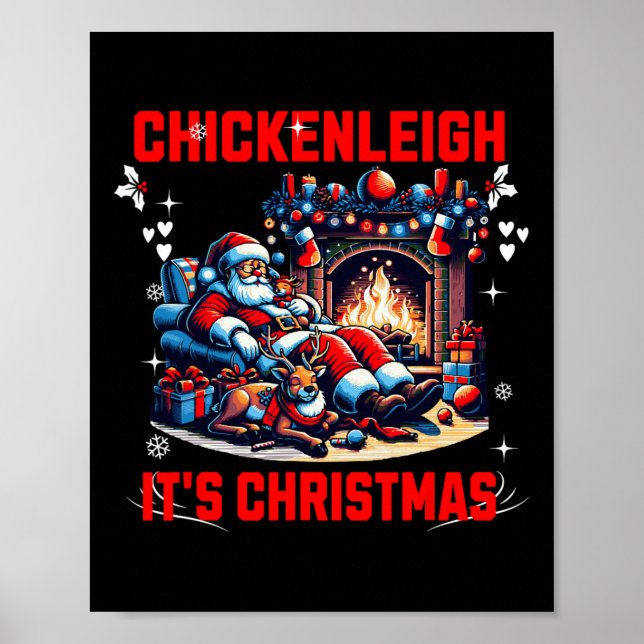 Poster Chickenleigh C'est Noël Drôle Noël Tee (Devant)