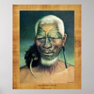 Poster Chieftain Maori NZ Tukukino par Gottfried Lindauer