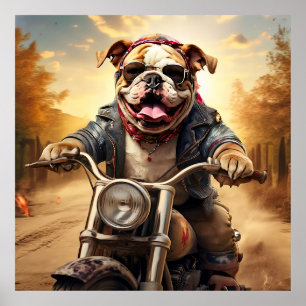 Poster Chien à balais à balais à vélo