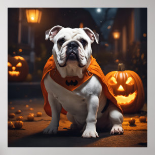 Poster Chien À Balle D'Halloween Avec Costume En Octobre 