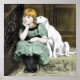 Poster Chien Adoring Girl Victorian Peinture (Devant)