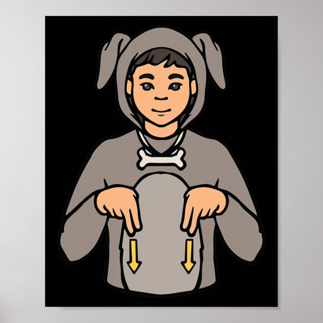 Poster Chien Animal ASL Geste Mains Sourde Perte d'auditi (Devant)