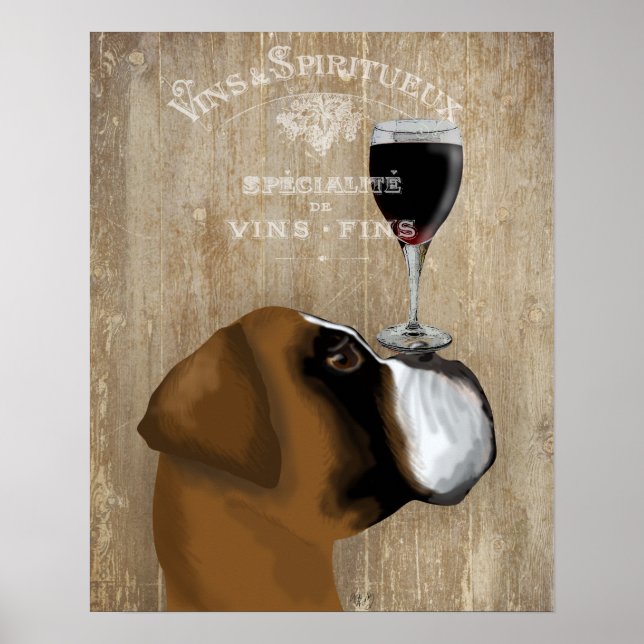 Poster Chien Au Vin Boxer (Devant)