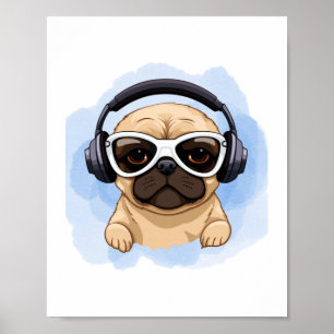 Poster Chien avec casque 2