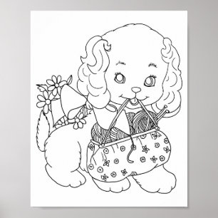 Poster Chien avec crochet aiguille page de coloriage de f