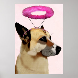 Poster Chien avec Halo rose