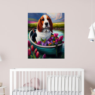 Poster Chien Basset Hound sur une pagaie : Une aventure p