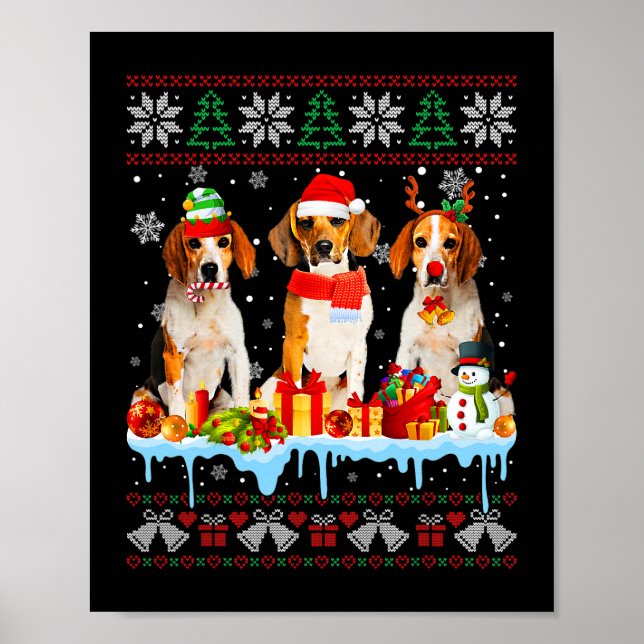 Poster Chien Beagle de Noël moche Père Noël Costume de ch (Devant)