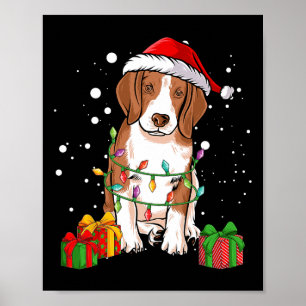 Poster Chien beagle Noël Arbre Lumières Père Noël Chien X