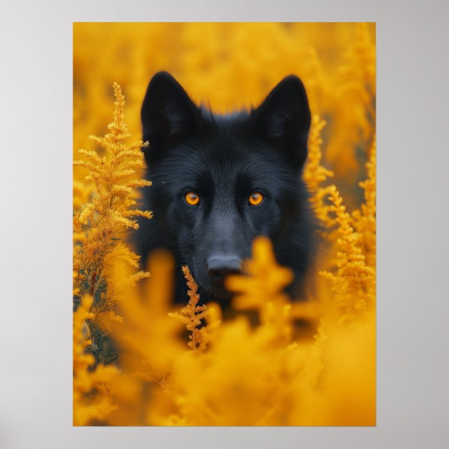 Poster Chien berger allemand Loup noir (Devant)