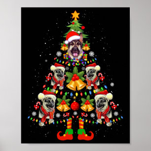 Poster Chien berger allemand Santa Hat sapin Noël Noël No