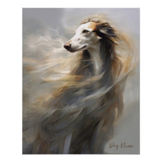 Poster Chien Borzoi au vent 001 - Yacobsen Derosana