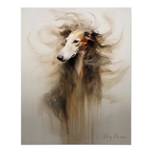 Poster Chien Borzoi au vent 005 - Yacobsen Derosana (Devant)