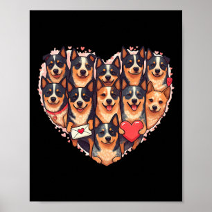 Poster Chien Bouvier Australien Cœur Saint Valentin Austr