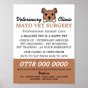 Poster Chien Brown, Vétérinaire, Service vétérinaire