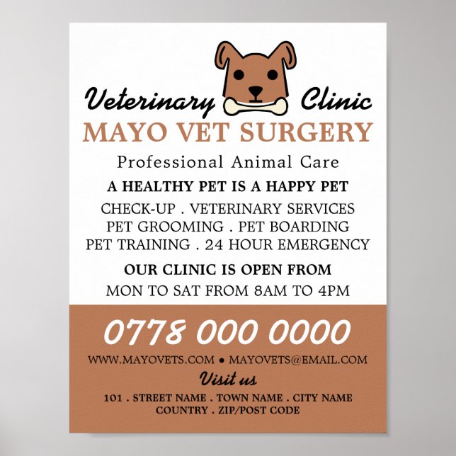 Poster Chien Brown, Vétérinaire, Service vétérinaire (Devant)