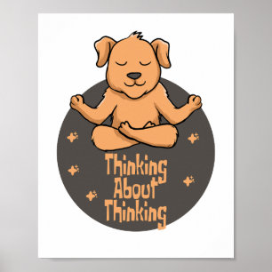 Poster Chien brun kawaii pratiquant des postures de yoga 