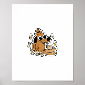 Poster Chien calme dans les flammes