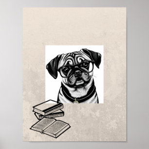 Poster Chien carlin avec lunettes Imprimer