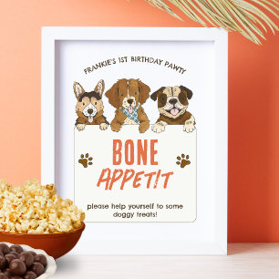 Poster Chien Chien Chien Anniversaire Table de nourriture