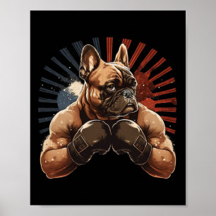 Poster Chien-chien français Kickboxing Martial Art Boxing