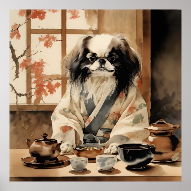 Poster Chien chinois japonais accueillant une cérémonie d (Devant)