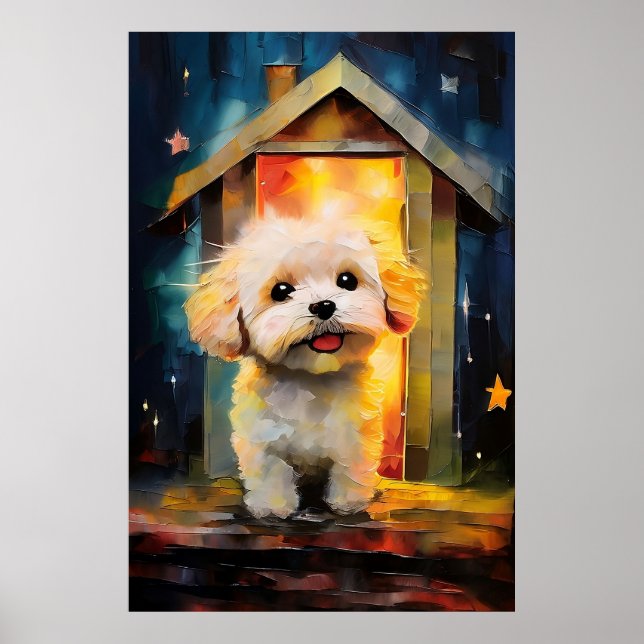 Poster Chien chiot fantaisiste du Havanais (Devant)