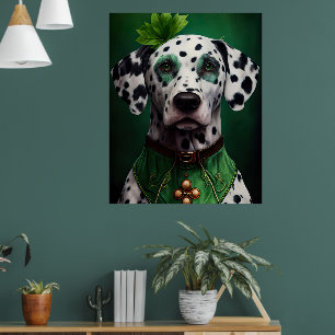 Poster Chien dalmate en robe de la Saint-Patrick