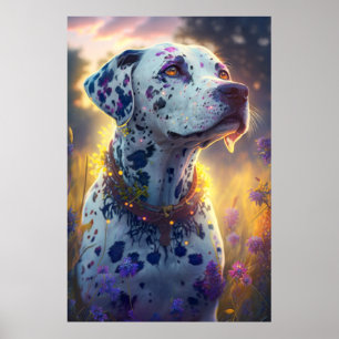 Poster Chien Dalmatien Portrait animal Peinture Animaux A