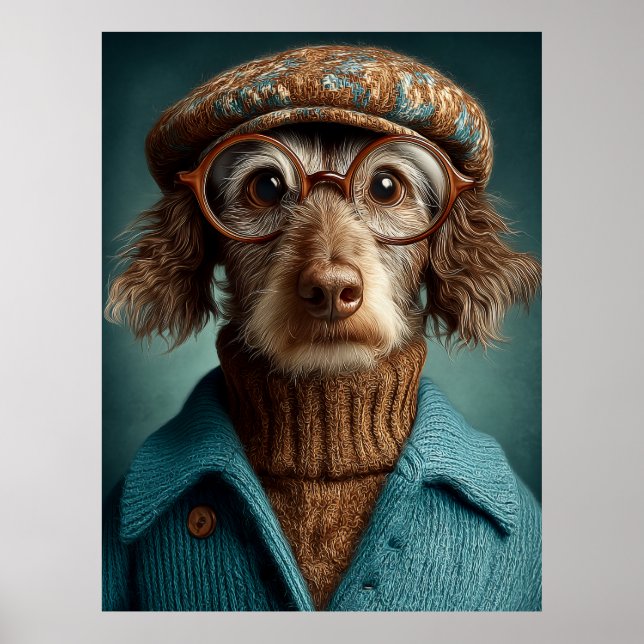 Poster Chien Dapper en hiver porter (Devant)
