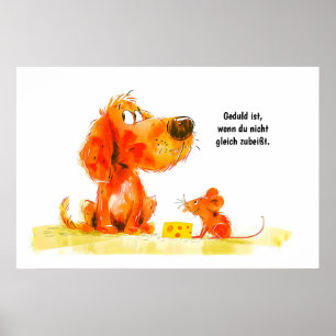 Poster Chien de bande dessinée à l'aquarelle et souris av