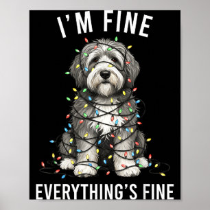 Poster Chien de berger anglais ancien Noël Je vais bien T