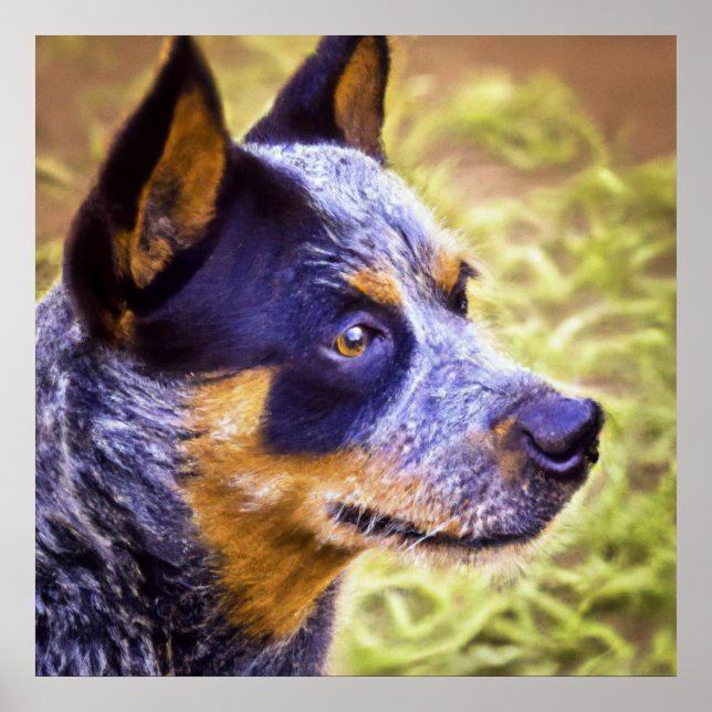 Poster Chien de bétail australien - Portrait de chien (Devant)