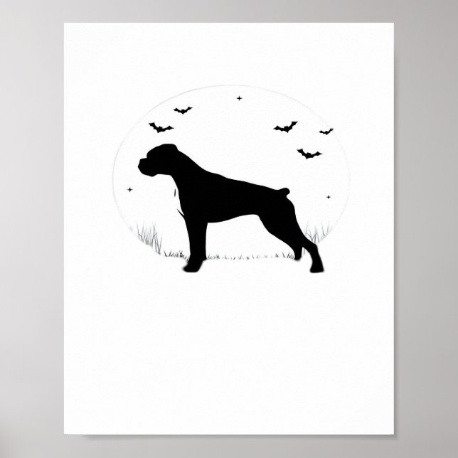 Poster Chien de boîte - Silhouette de lune d'Halloween cl (Devant)