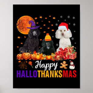Poster Chien de caniche Hallothanksmas Halloween Thanksgi