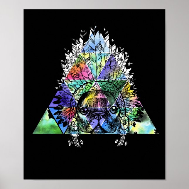 Poster Chien de Carlin indien Hipster (Devant)