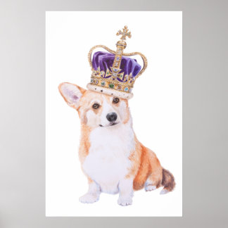 Poster Chien de Corgi dans la couronne