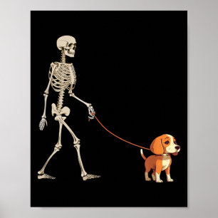 Poster Chien de Halloween drôle de squelette de Beagle qu