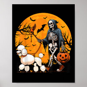 Poster Chien de Halloween squelette mène le chien de Hall