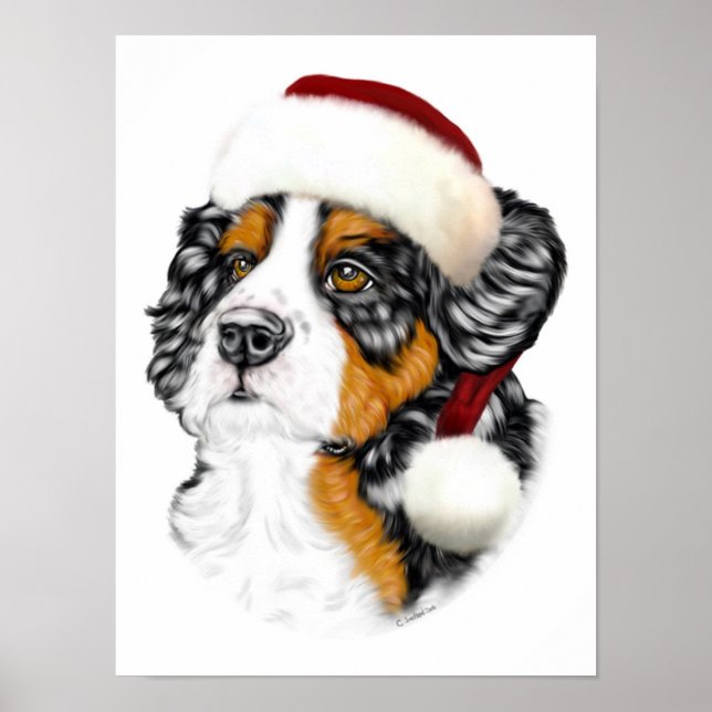 Poster Chien de montagne bernois Père Noël Pup (Devant)